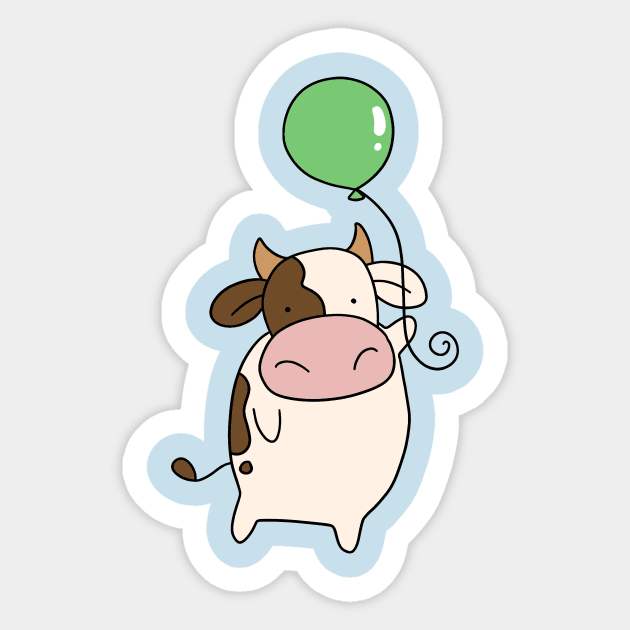 Green Balloon Cow Sticker by saradaboru